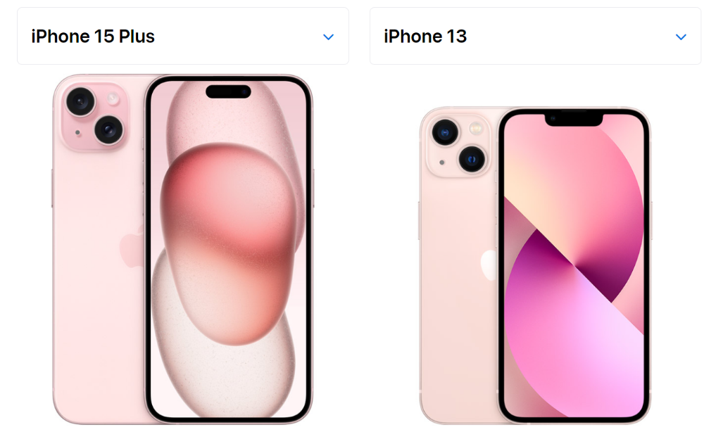 iPhone 15 Plus màu Hồng sáng và ấn tượng hơn so với phiên bản Hồng phấn của iPhone 13
